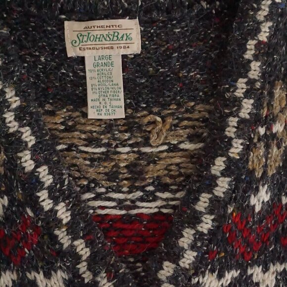 Vintage St John's Bay Grey Knit 8% Wool Grandma Button Up Sweater Vest L - Picture 8 of 8